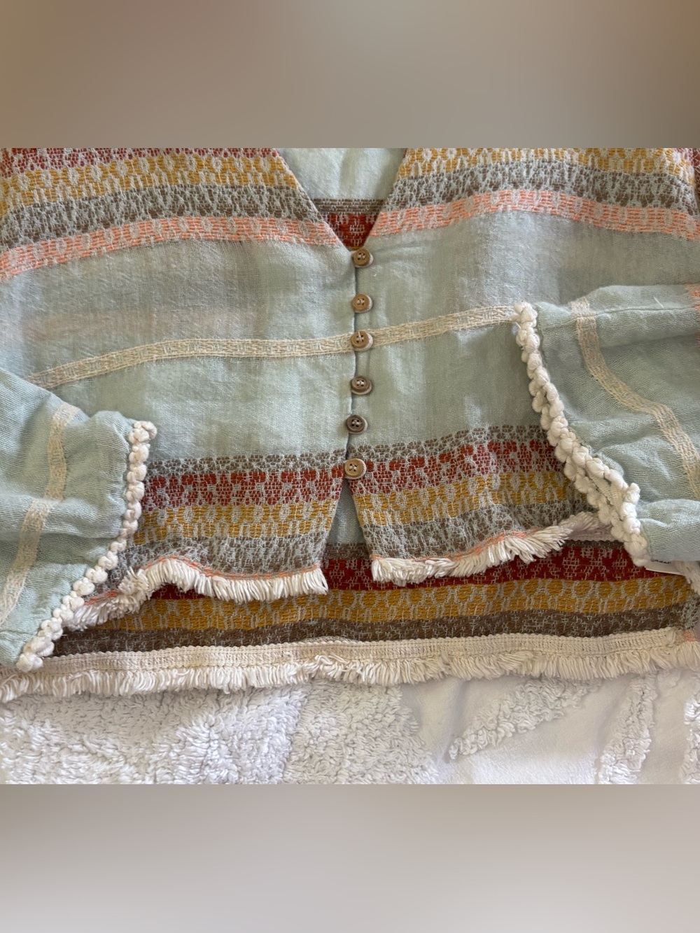 Zara Pastel Striped Button-Front Blouse - Picture 11 of 15